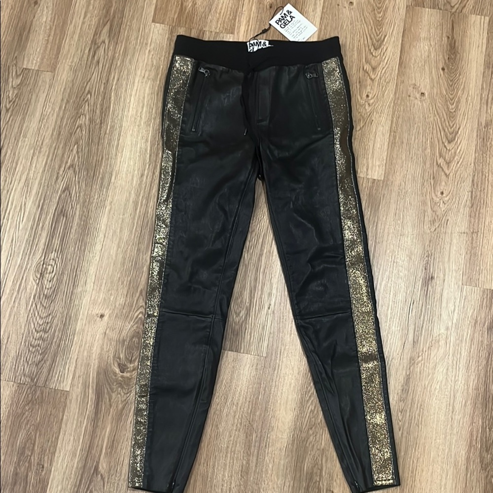 Pam & Gela Black leather pant